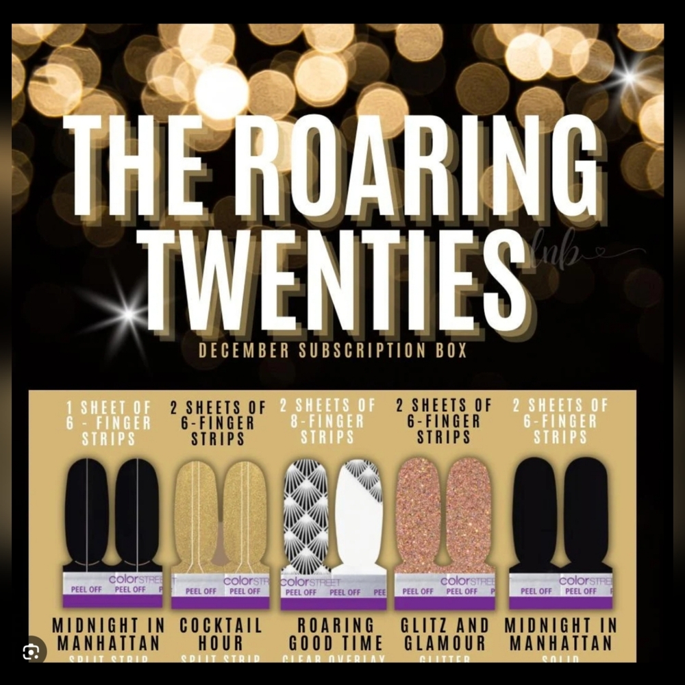 9 SHEETS OF GORGEOUS COLOR STREET Nail Strips - Black, Gold, Silver, Pink